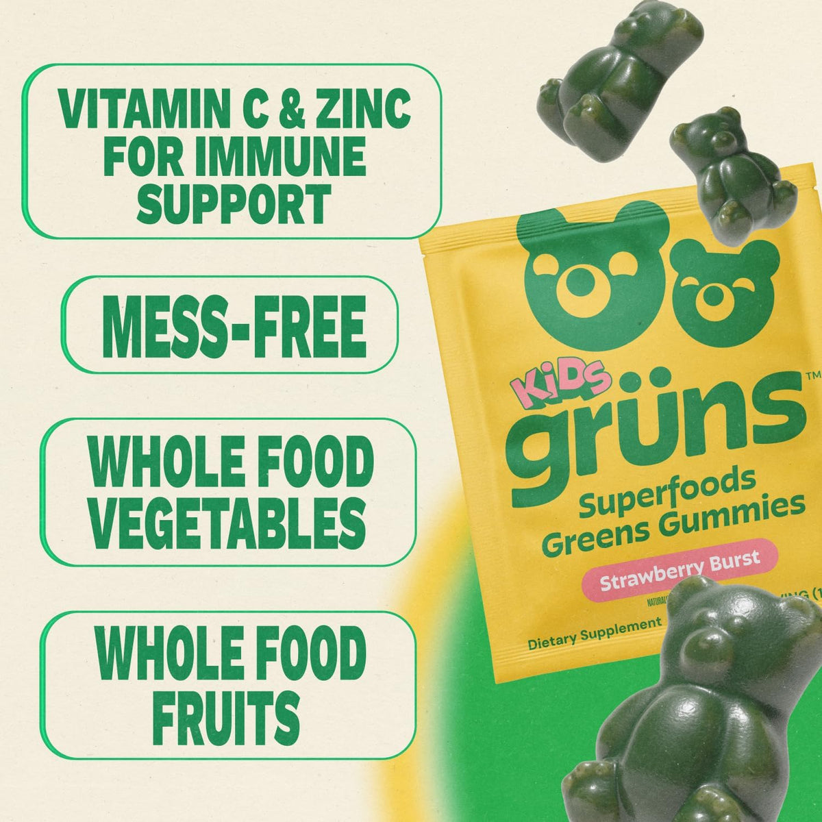 Gruns Kids Multivitamin Kids Greens Gummies, 28 ct